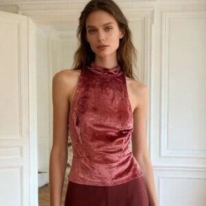 Free People Intimately Free Crushed Velvet Mock Neck Tank Size Large